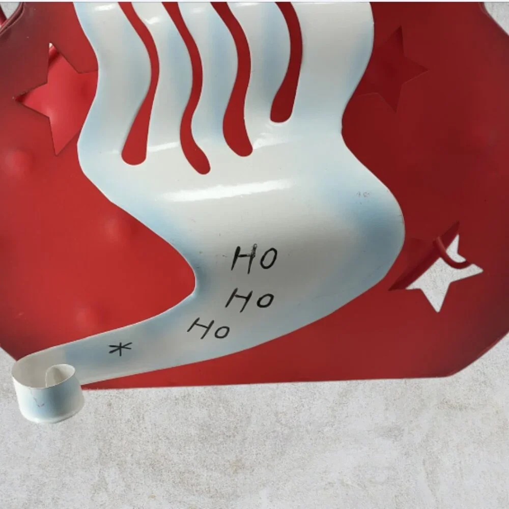WINE HOLDER --  Christmas/Santa, Cut Metal, Holds 2 Bottles of Wine, Red/White